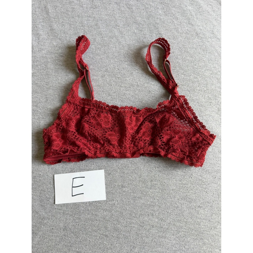 Aerie Bralette Floral Lace Boho Deep Red XS